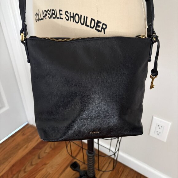 Fossil Jori Black Leather Purse Small Crossbody Gold Toned Hardware - Picture 2 of 13